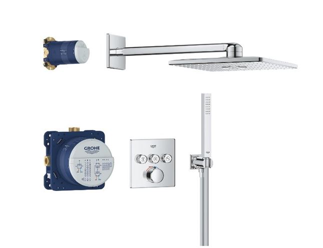 GROHE SMARTCONTROL sprchový set s podomítkovou termostatickou baterií, horní sprcha, ruční sprcha, hadice, držák, Water Saving, chrom 34873000 Obrázek - Hlavní obrázek