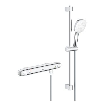GROHE GROHTHERM 1000 sprchový set s termostatickou baterií, ruční sprcha se 2 proudy, tyč, hadice, Water Saving, chrom
