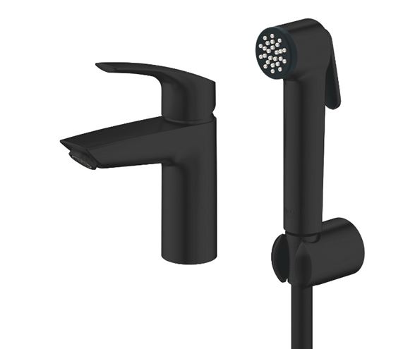 GROHE EUROSMART umyvadlová stojánková baterie, s bidetovou sprškou, Water Saving, matná černá 231242433 Obrázek - fotka