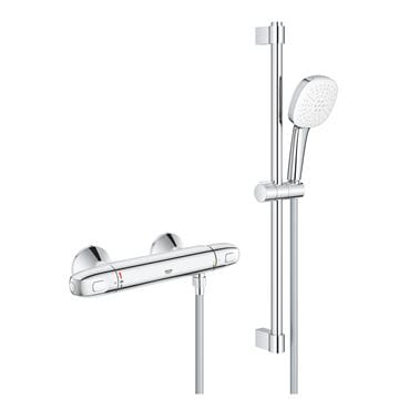 GROHE GROHTHERM 1000 sprchový set s termostatickou baterií, ruční sprcha se 2 proudy, tyč, hadice, Water Saving, chrom