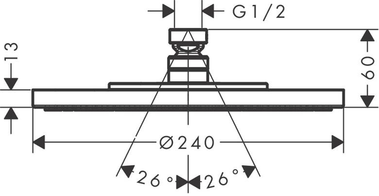 AXOR STARCK horní sprcha pr. 240 mm, chrom 28494000 Technický nákres