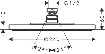 AXOR STARCK horní sprcha pr. 240 mm, chrom 28494000 Technický nákres
