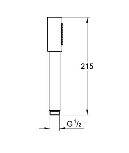 GROHE RAINSHOWER AQUA STICK ruční sprcha 215 mm, Water Saving, kartáčovaný hard graphite 26866AL0 Technický nákres