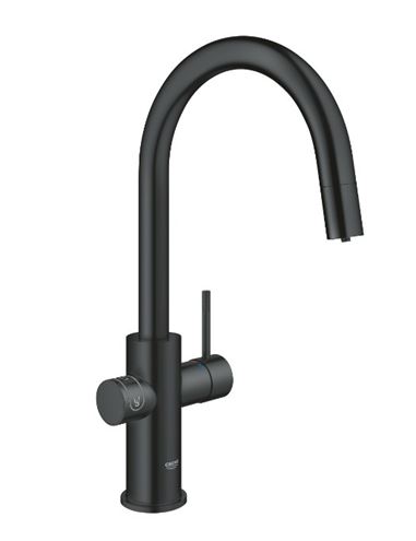 GROHE BLUE HOME dřezová elektronická baterie, s vytahovací koncovkou, s filtračním a chladícím zařízením, Bluetooth, napájení ze sítě, černá 31541KS0 Obrázek - fotka
