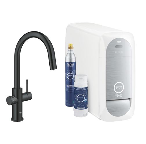 GROHE BLUE HOME dřezová elektronická baterie, s vytahovací koncovkou, s filtračním a chladícím zařízením, Bluetooth, napájení ze sítě, černá 31541KS0 Obrázek - Hlavní obrázek