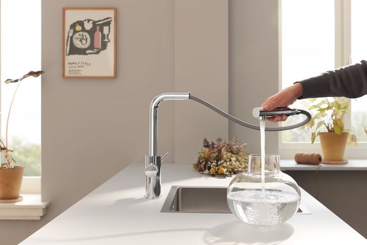 GROHE BLUE PURE MINTA dřezová baterie, s vytahovací koncovkou, s filtračním zařízením, chrom 30591000 Obrázek - fotka