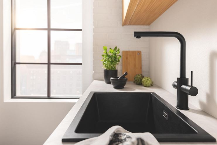 GROHE BLUE PURE MINTA dřezová baterie, s vytahovací koncovkou, s filtračním zařízením, phamtom black 30590KF0 Obrázek - fotka