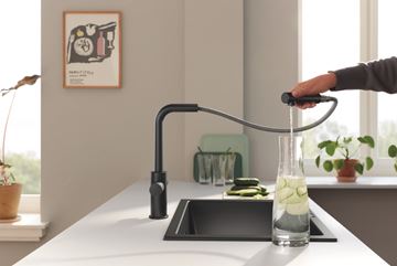GROHE BLUE PURE MINTA dřezová baterie, s vytahovací koncovkou, s filtračním zařízením, phamtom black 30590KF0 Obrázek - fotka