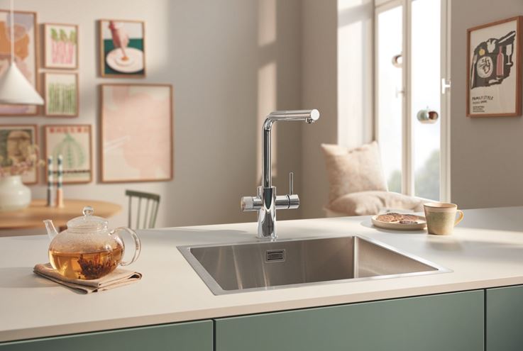 GROHE BLUE PURE MINTA dřezová baterie, s vytahovací koncovkou, s filtračním zařízením, phamtom black 30590KF0 Obrázek - fotka
