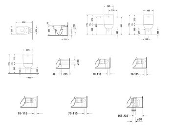 DURAVIT D-CODE WC kombi mísa, vario odpad 21180900002 Technický nákres