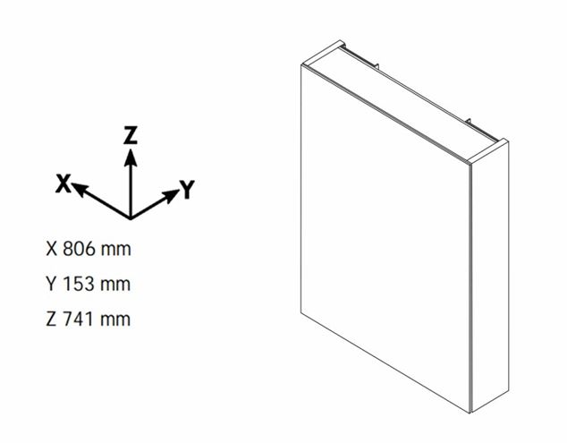 DŘEVOJAS ENZO GA2OE 80 zrcadlová skříňka 80,6x74,1x15,3 cm, osvětlení s regulací stmívání, s vypínačem a el. zásuvkou, lamino/MDF, vysoce lesklá bílá 59463 Technický nákres