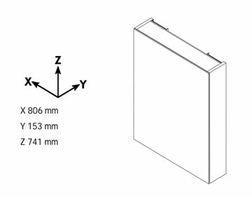 DŘEVOJAS ENZO GA2OE 80 zrcadlová skříňka 80,6x74,1x15,3 cm, osvětlení s regulací stmívání, s vypínačem a el. zásuvkou, lamino/MDF, vysoce lesklá bílá 59463 Technický nákres