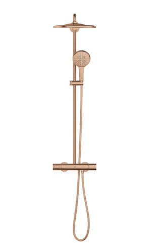 GROHE RAINSHOWER SMARTACTIVE 310 sprchový set s termostatickou baterií, horní sprcha, ruční sprcha se 3 proudy, tyč, hadice, Water Saving, kartáčovaný warm sunset 26836DL0 Obrázek - fotka