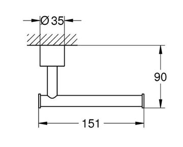 GROHE ATRIO držák toaletního papíru, nástěnný, kartáčovaný hard graphite 40891AL0 Technický nákres
