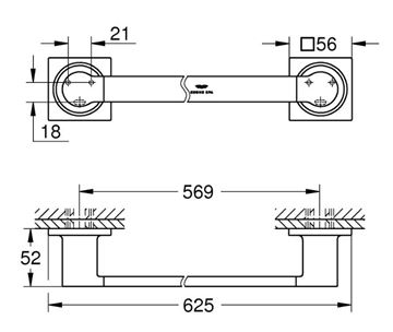 GROHE ALLURE držák ručníků 600 mm, chrom 40341001 Technický nákres