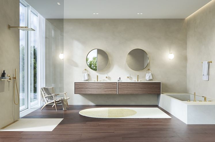GROHE ALLURE umyvadlová stojánková baterie, 3-otvorová, s odtokovou soupravou, Water Saving, kartáčovaný cool sunrise 20188GN1 Obrázek - fotka