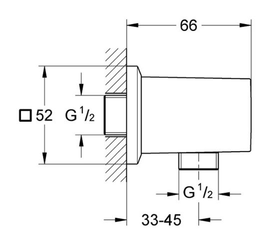 GROHE ALLURE BRILLIANT nástěnné kolínko, kartáčovaný hard graphite 26850AL0 Technický nákres