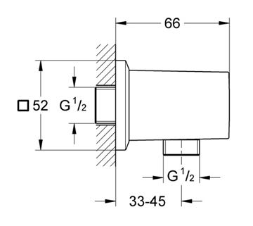 GROHE ALLURE BRILLIANT nástěnné kolínko, kartáčovaný hard graphite 26850AL0 Technický nákres