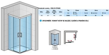 CONCEPT 300 STYLE sprchové dveře 90x200 cm, posuvné, pravé, aluchrom/číre sklo CO3E2 D 090 50 07 Technický nákres