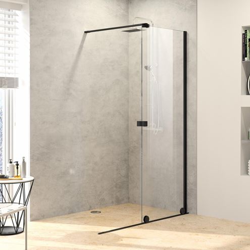 HÜPPE XTENSA PURE WALK-IN sprchové dveře 160x200 cm, posuvné, pravé, black edition/sklo čiré XT0207.123.322 Obrázek - fotka