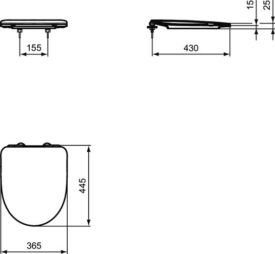 IDEAL STANDARD I.LIFE A WC sedátko, SoftClose, bílá T467601 Technický nákres