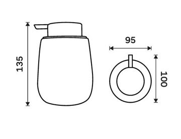 NIMCO TABO dávkovač tekutého mýdla 425 ml, keramika, světle šedá TA 3131-04 Technický nákres