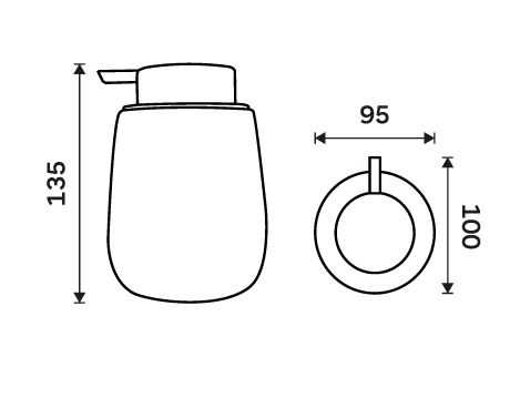 NIMCO TABO dávkovač tekutého mýdla 425 ml, keramika, světle šedá TA 3131-04 Technický nákres
