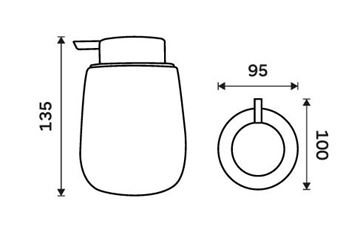 NIMCO TABO dávkovač tekutého mýdla 425 ml, keramika, bílá TA 3131-05 Technický nákres