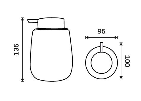 NIMCO TABO dávkovač tekutého mýdla 425 ml, keramika, taupe TA 3131-07 Technický nákres