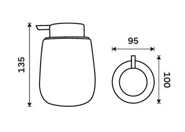 NIMCO TABO dávkovač tekutého mýdla 425 ml, keramika, taupe TA 3131-07 Technický nákres