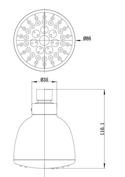 NOVASERVIS horní sprcha pr. 86 mm, chrom RUP/124,0 Technický nákres