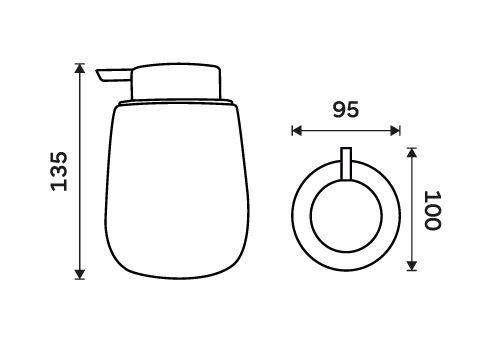 NIMCO TABO dávkovač tekutého mýdla 425 ml, keramika, černá TA 3131-90 Technický nákres