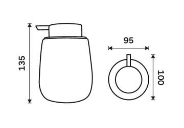 NIMCO TABO dávkovač tekutého mýdla 425 ml, keramika, černá TA 3131-90 Technický nákres