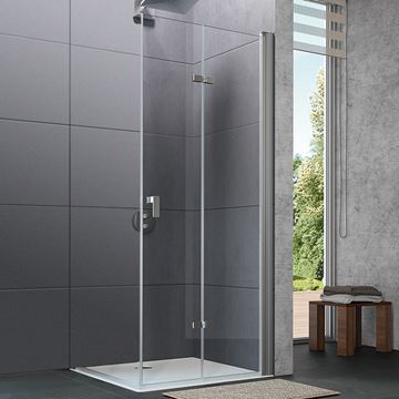 HÜPPE DESIGN PURE sprchové dveře 90x200 cm, skládací, pravé, stříbrná matná/sklo čiré 8P0916.087.322 Obrázek - fotka