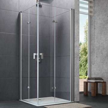 HÜPPE DESIGN PURE sprchové dveře 90x200 cm, skládací, levé, stříbrná matná/sklo čiré 8P0816.087.322 Obrázek - fotka