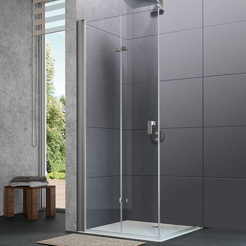 HÜPPE DESIGN PURE sprchové dveře 90x200 cm, skládací, levé, stříbrná matná/sklo čiré 8P0816.087.322 Obrázek - fotka