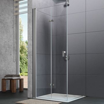 HÜPPE DESIGN PURE sprchové dveře 90x200 cm, skládací, levé, stříbrná matná/sklo čiré 8P0816.087.322 Obrázek - fotka