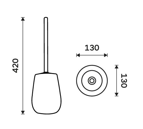 NIMCO TABO WC štětka, na postavení, keramika, černá TA 3194-90 Technický nákres