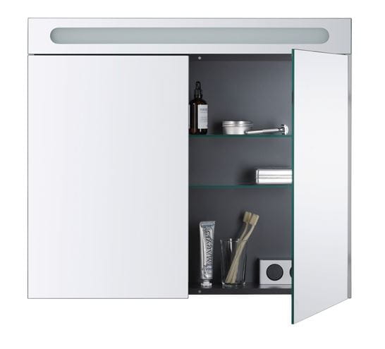 DURAVIT NO.1 zrcadlová skříňka 80x70x14,8 cm, osvětlení, s vypínačem a el. zásuvkou, dřevotříska, matná bílá N17921000000000 Obrázek - fotka