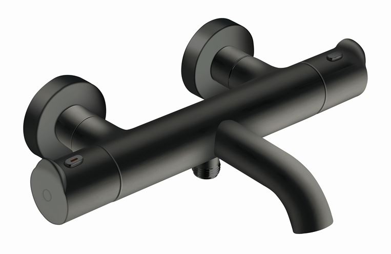 CONCEPT 300 ROUND vanová nástěnná termostatická baterie, s přepínačem, matná černá CRIND15713CON Obrázek - Hlavní obrázek