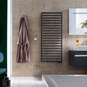 ZEHNDER QUARO koupelnový radiátor 1400/600, středové připojení, black matt 0557 QA-140-060-0557 Obrázek - fotka