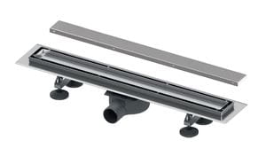 TECE LINUS sprchový žlab 900 mm, do prostoru, boční odtok DN 50, rošt 2v1, membránový pachový uzávěr, nerez ocel