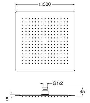 CRISTINA SANDWICH SPECIAL horní sprcha 300x300 mm, matná černá CRIPD96313 Technický nákres