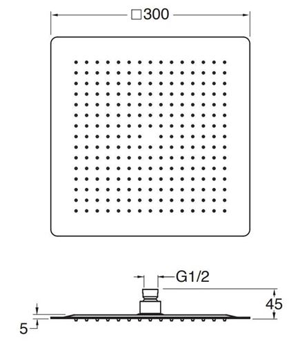 CRISTINA SANDWICH SPECIAL horní sprcha 300x300 mm, matná černá CRIPD96313 Technický nákres