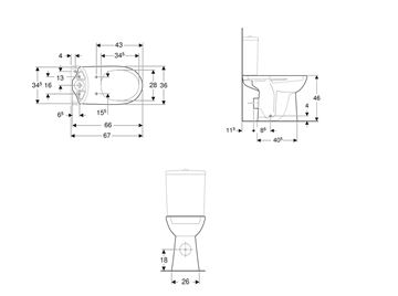 GEBERIT SELNOVA COMFORT WC kombi mísa, zadní odpad 500.284.01.5 Technický nákres