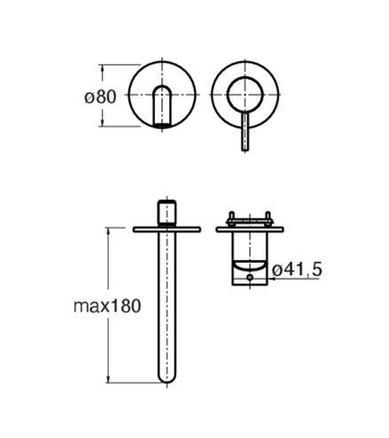 CONCEPT 300 ROUND umyvadlová podomítková baterie, chrome CRIPH95751CON Technický nákres