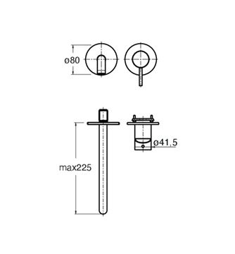 CONCEPT 300 ROUND umyvadlová podomítková baterie, chrome CRIPH95951CON Technický nákres