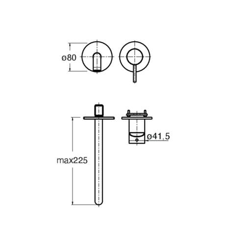 CONCEPT 300 ROUND umyvadlová podomítková baterie, black matt CRIPH95913CON Technický nákres