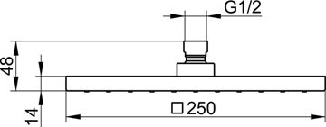 KEUCO EDITION 300 horní sprcha 250x250 mm, chrom 53086010100 Technický nákres