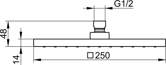 KEUCO EDITION 300 horní sprcha 250x250 mm, kartáčovaný černý chrom 53086130100 Technický nákres